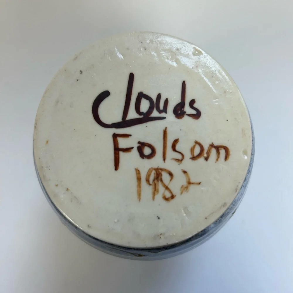 Folsom Pottery Clouds Bud Vase, 1982/ Blue